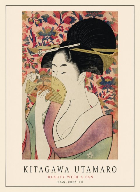 Kitagawa Utamaro Beauty with a Fan II No1 - Póster
