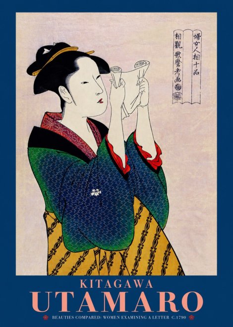 Kitagawa Utamaro Beauties Compared: Women Examining a Letter No2 - Póster