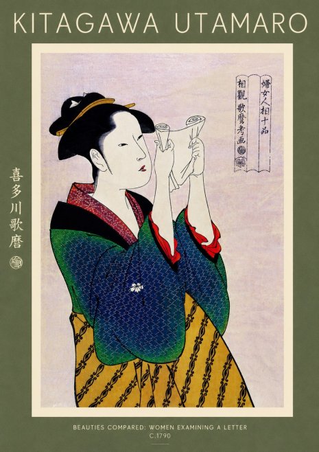 Kitagawa Utamaro Beauties Compared: Women Examining a Letter No4 - Póster
