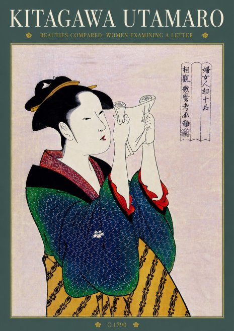 Kitagawa Utamaro Beauties Compared: Women Examining a Letter No6 - Póster