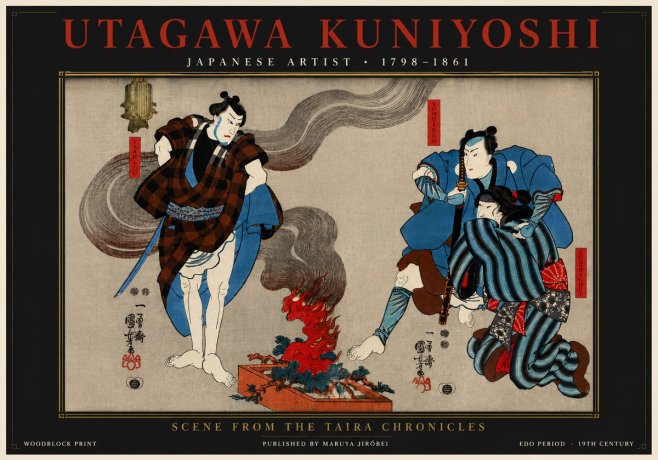 Utagawa Kuniyoshi Scene from the Taira Chronicles No4 - Póster