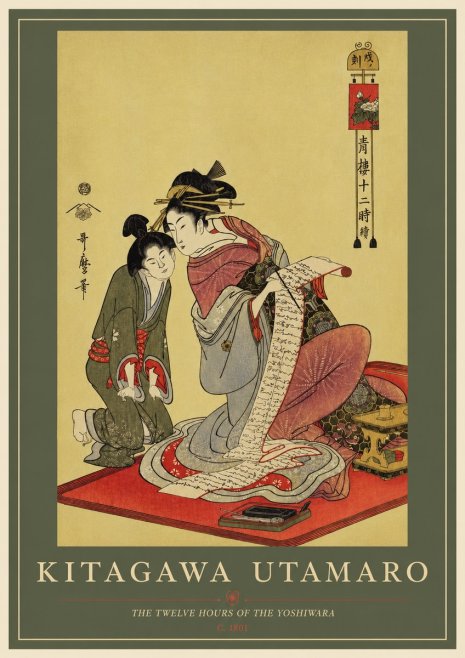 Kitagawa Utamaro The Twelve Hours of the Yoshiwara No2 - Póster