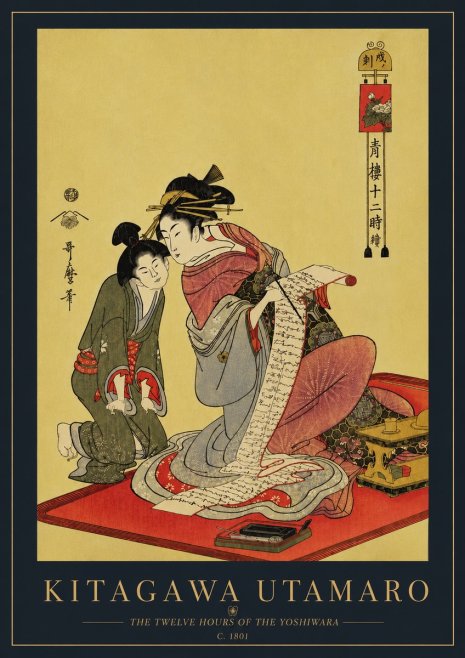 Kitagawa Utamaro The Twelve Hours of the Yoshiwara No5 - Póster