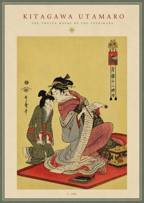 Kitagawa Utamaro The Twelve Hours of the Yoshiwara No6 - Póster