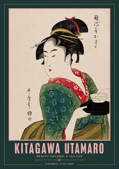Kitagawa Utamaro Beauty Holding a Tea Cup No2 - Póster
