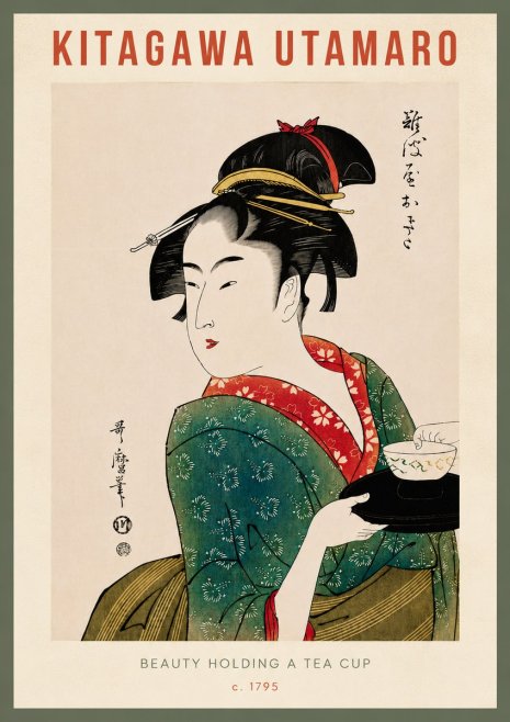 Kitagawa Utamaro Beauty Holding a Tea Cup No6 - Póster
