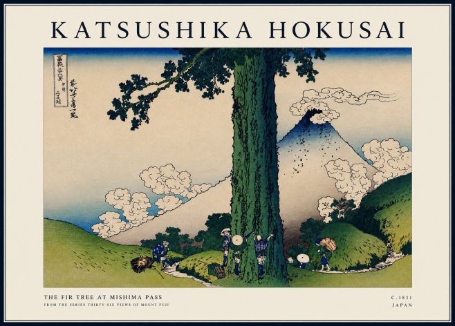 Katsushika Hokusai The Fir Tree at Mishima Pass No3 - Póster