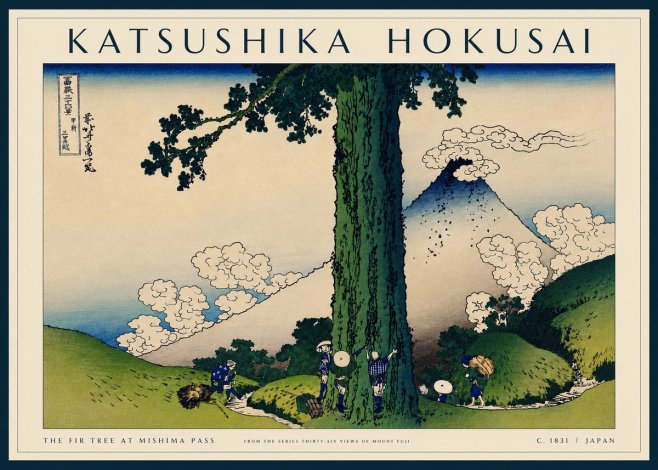 Katsushika Hokusai The Fir Tree at Mishima Pass No4 - Póster