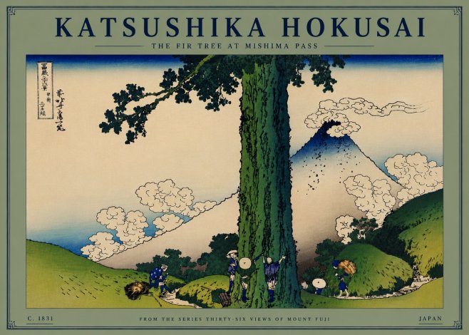 Katsushika Hokusai The Fir Tree at Mishima Pass No8 - Póster