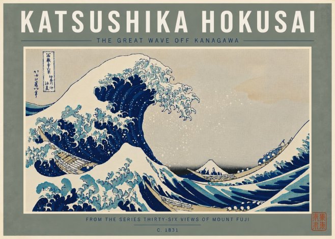 Katsushika Hokusai The Great Wave off Kanagawa I No8 - Póster