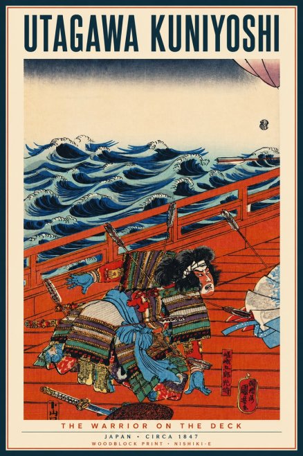 Utagawa Kuniyoshi The Warrior on the Deck No4 - Póster