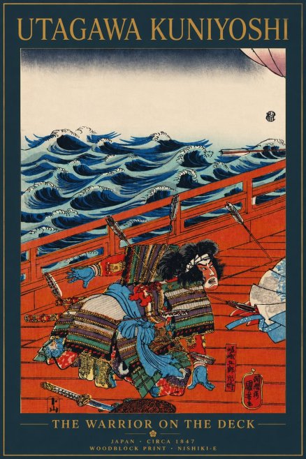 Utagawa Kuniyoshi The Warrior on the Deck No5 - Póster