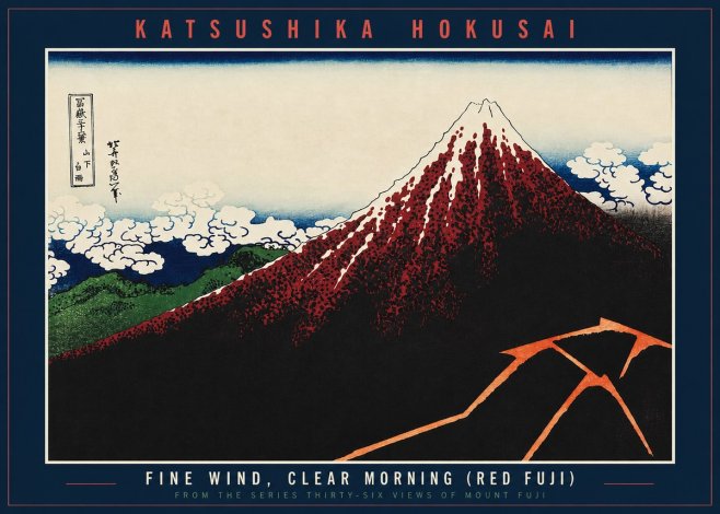 Katsushika Hokusai Fine Wind, Clear Morning (Red Fuji) II No2 - Póster