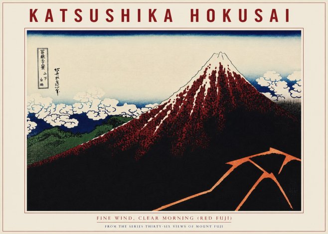 Katsushika Hokusai Fine Wind, Clear Morning (Red Fuji) II No4 - Póster