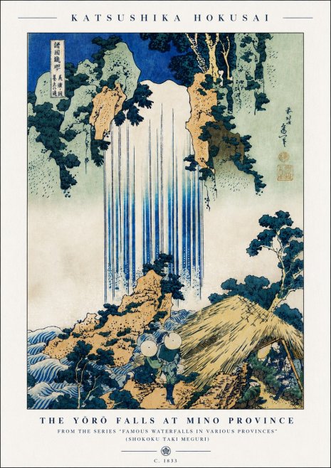 Katsushika Hokusai The Yōrō Falls at Mino Province No5 - Póster