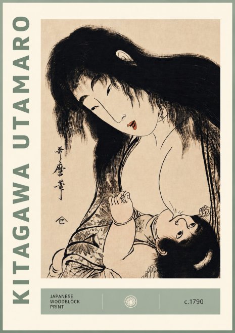 Kitagawa Utamaro Mother Nursing Her Child No5 - Póster