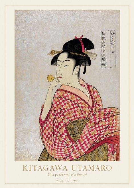 Kitagawa Utamaro Bijin-ga (Portrait of a Beauty) No1 - Póster