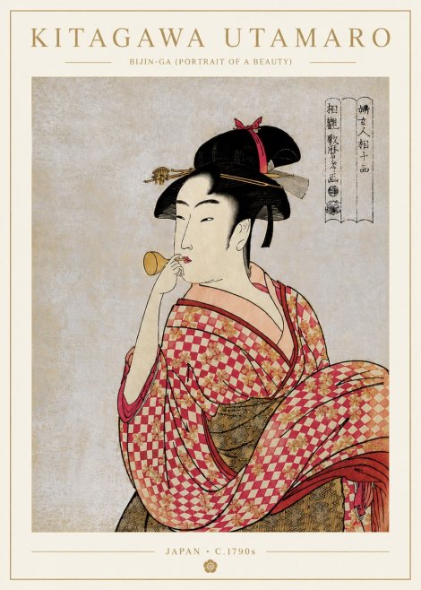 Kitagawa Utamaro Bijin-ga (Portrait of a Beauty) No5 - Póster