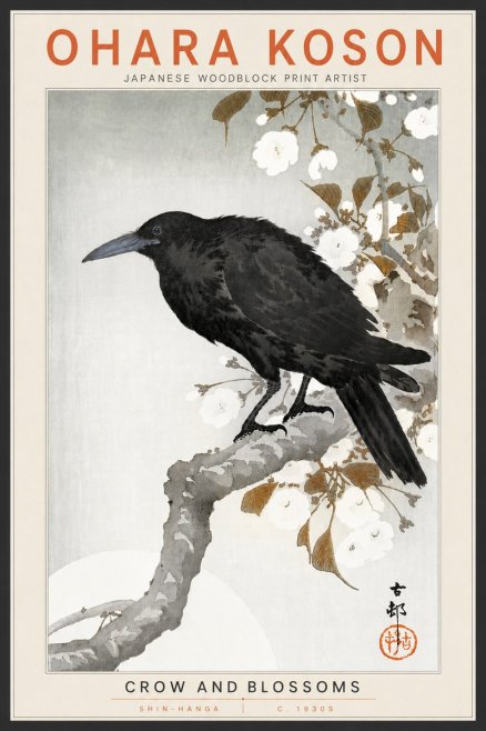 Ohara Koson Crow and Blossoms I No4 - Póster