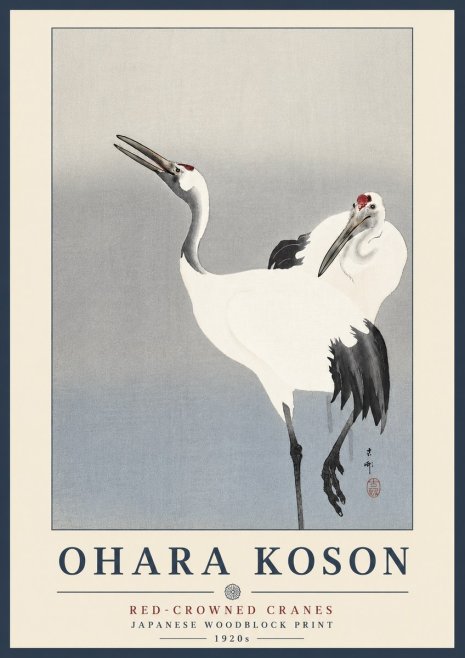 Ohara Koson Red-crowned Cranes No3 - Póster