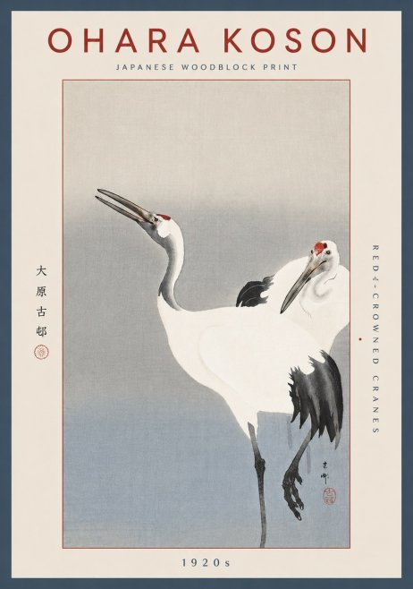 Ohara Koson Red-crowned Cranes No5 - Póster