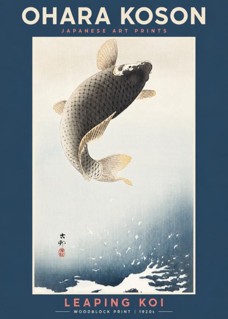 Ohara Koson Leaping Koi I No2 - Póster