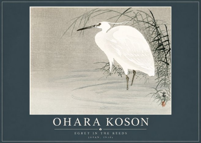 Ohara Koson Egret in the Reeds No4 - Póster