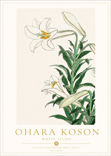 Ohara Koson White Lilies No3 - Póster