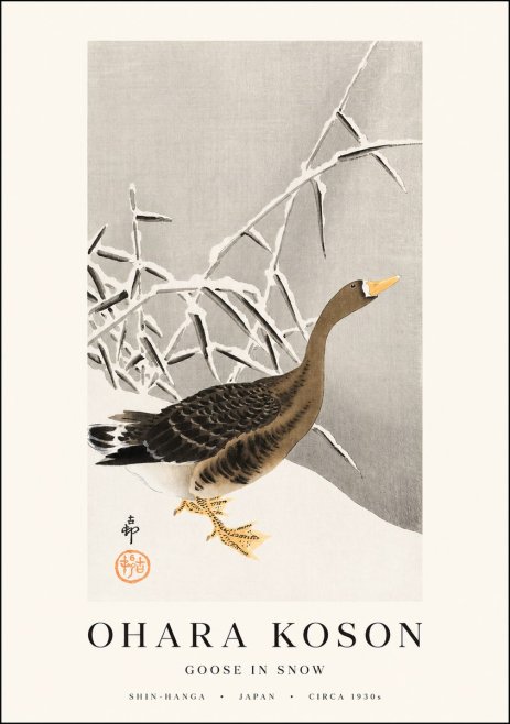 Ohara Koson Goose in Snow No1 - Póster