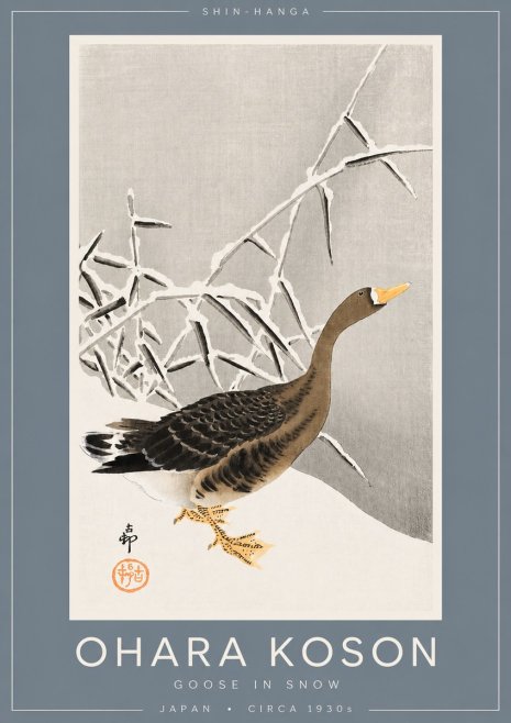 Ohara Koson Goose in Snow No2 - Póster