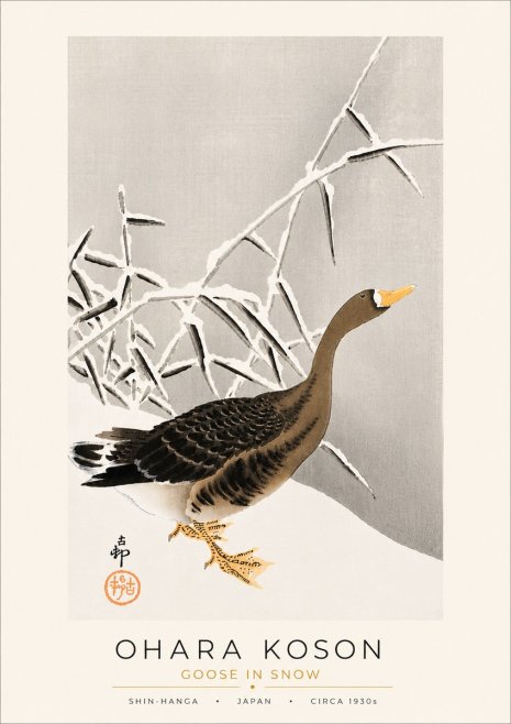 Ohara Koson Goose in Snow No5 - Póster