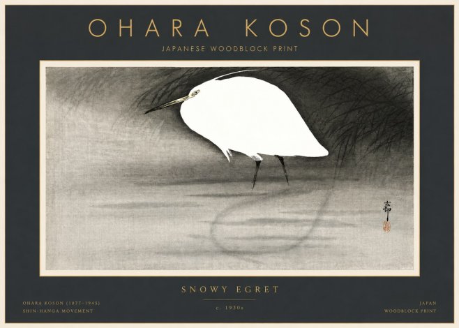 Ohara Koson Snowy Egret No2 - Póster