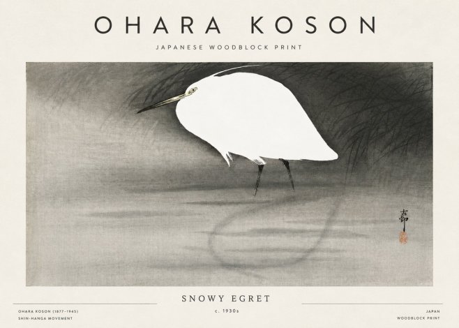 Ohara Koson Snowy Egret No3 - Póster
