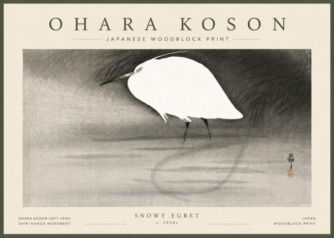 Ohara Koson Snowy Egret No5 - Póster