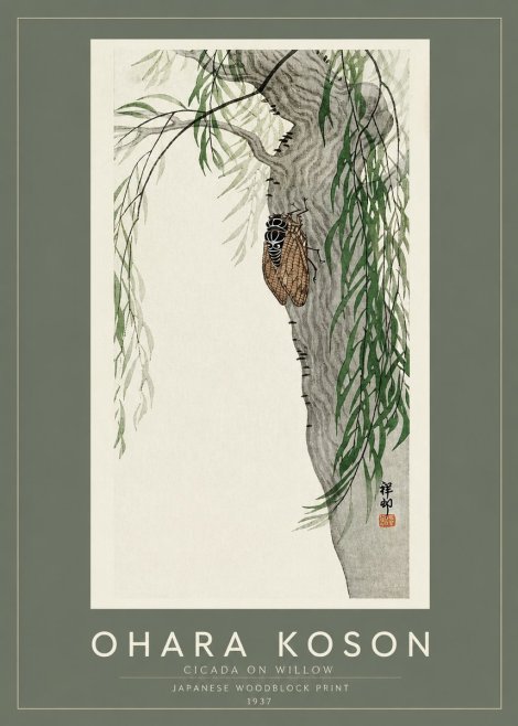 Ohara Koson Cicada on Willow No2 - Póster