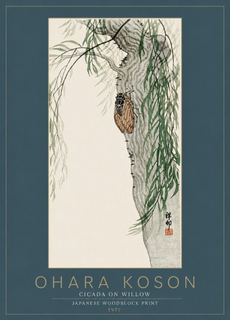 Ohara Koson Cicada on Willow No6 - Póster