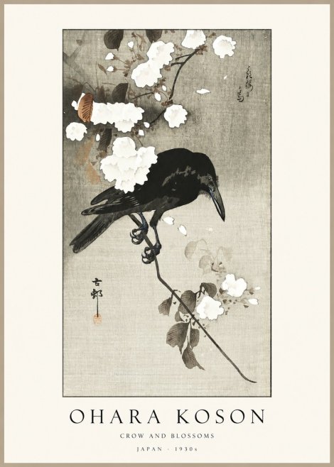 Ohara Koson Crow and Blossoms II No1 - Póster