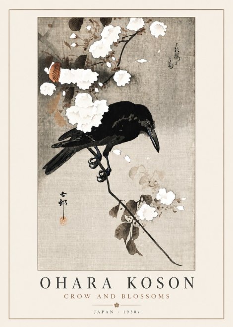 Ohara Koson Crow and Blossoms II No4 - Póster