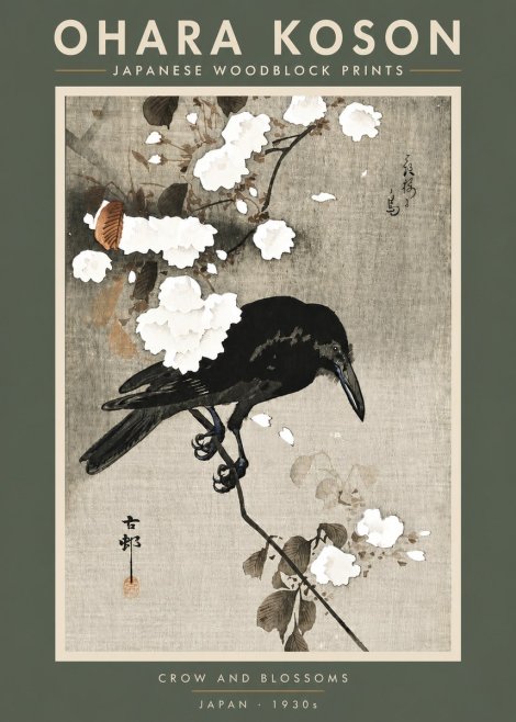 Ohara Koson Crow and Blossoms II No5 - Póster