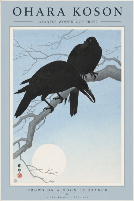 Ohara Koson Crows on a Moonlit Branch No4 - Póster