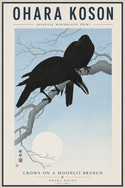 Ohara Koson Crows on a Moonlit Branch No5 - Póster