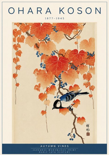 Ohara Koson Autumn Vines No4 - Póster