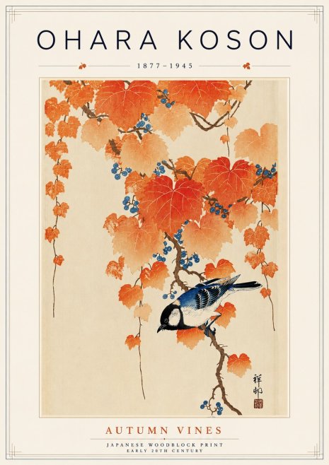 Ohara Koson Autumn Vines No5 - Póster