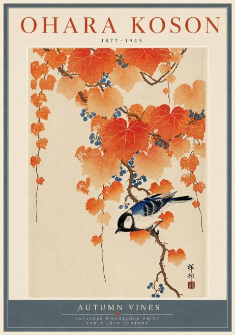 Ohara Koson Autumn Vines No6 - Póster
