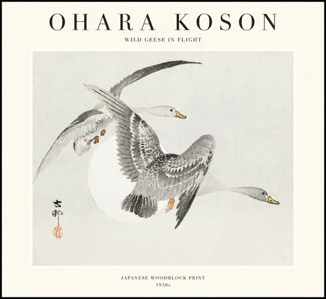 Ohara Koson Wild Geese in Flight I No1 - Póster