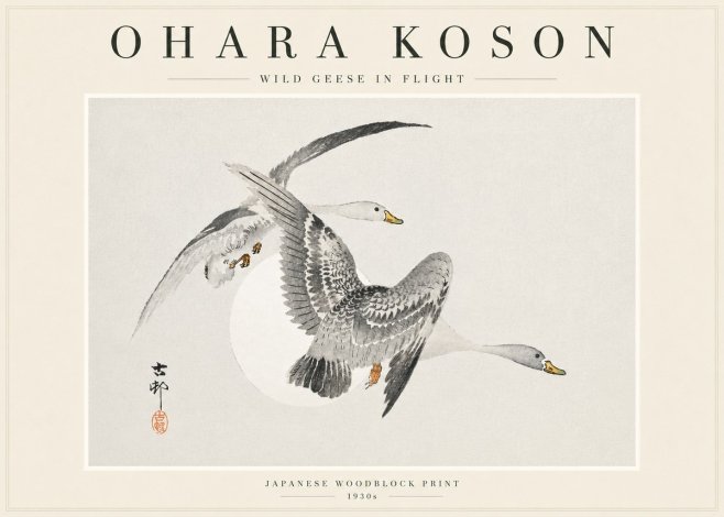 Ohara Koson Wild Geese in Flight I No3 - Póster