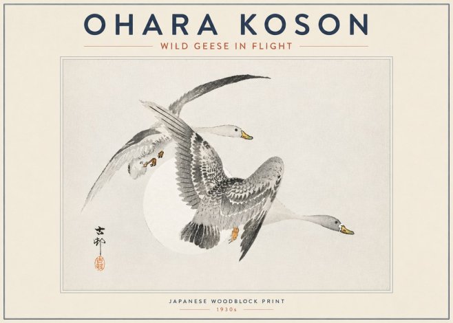 Ohara Koson Wild Geese in Flight I No4 - Póster