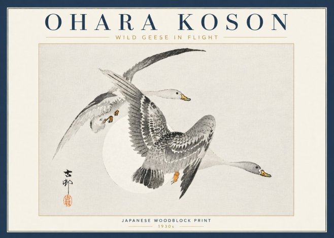 Ohara Koson Wild Geese in Flight I No6 - Póster