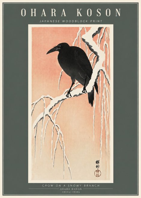 Ohara Koson Crow on a Snowy Branch I No2 - Póster