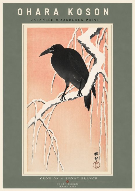 Ohara Koson Crow on a Snowy Branch I No5 - Póster